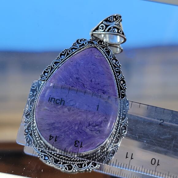 Sterling Silver Purple Stone Pendant with 20-Inch Chain - Picture 7 of 10